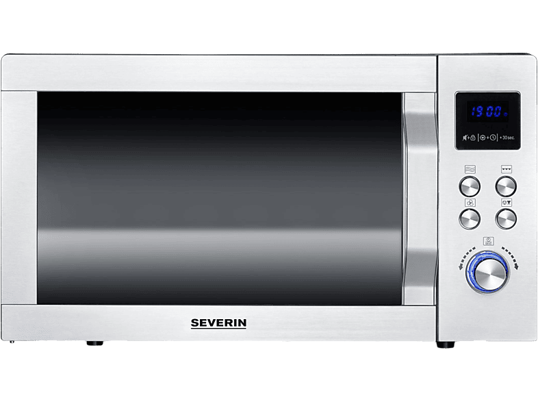 SEVERIN MW 7777 — Microondas con Grill, Convección y base de vidrio, 2050 W, Gris, 10 potencia, 25 l