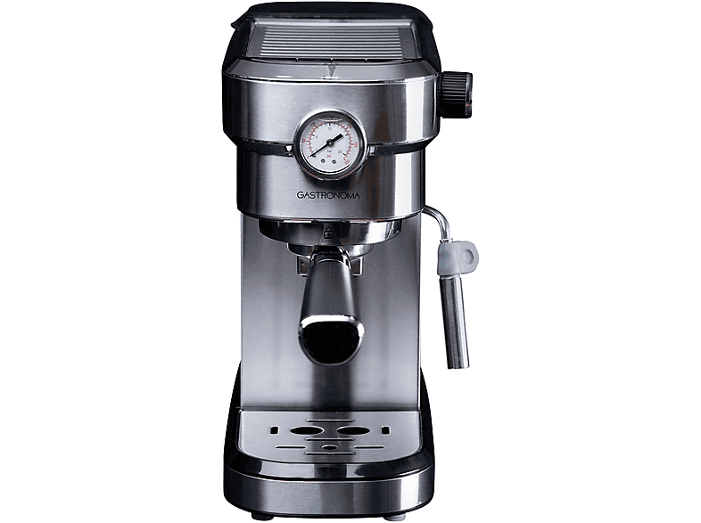 GASTRONOMA 18110001 — Cafetera espresso, 1350 W, Plata, 15 bar, 2 tazas