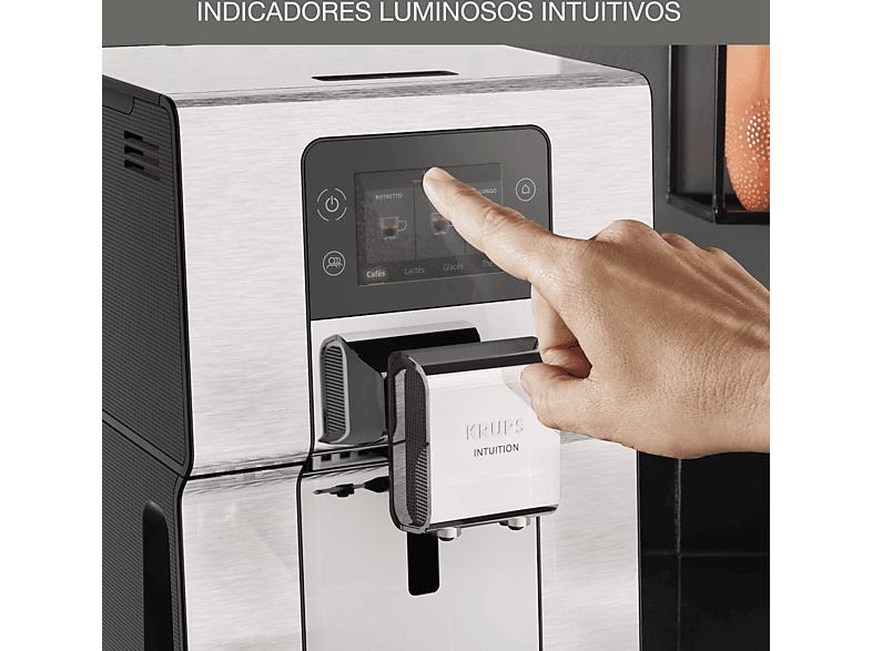 KRUPS EA877D INTUITION EXPERIENCE + — Cafetera superautomática, 1550 W, Metal, 15 bar, 2 tazas, vista 5