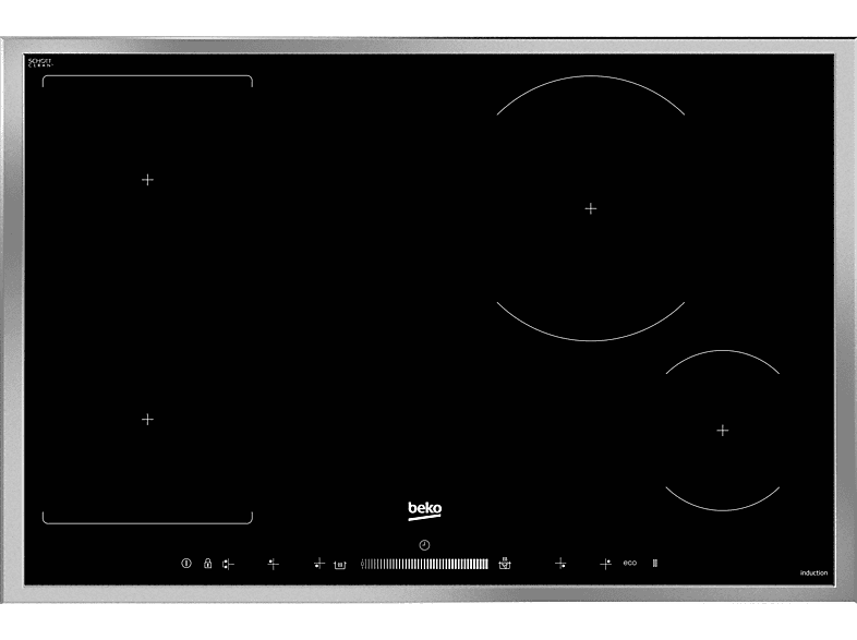 BEKO HII 84500 FHTX — Placa de inducción, 770 mm, Inox, 4 zonas