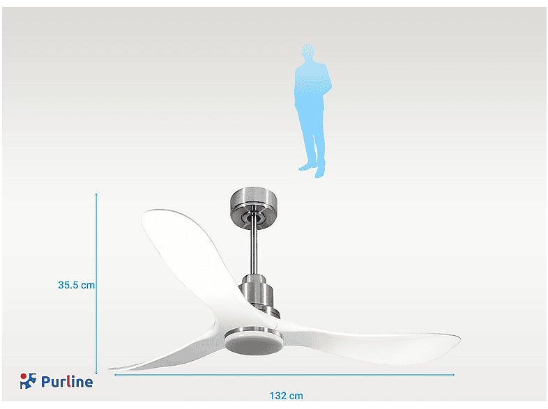 PURLINE TongaD132C04LED67078 — Ventilador de techo, 18 W, 6 velocidades, Plata, vista 2