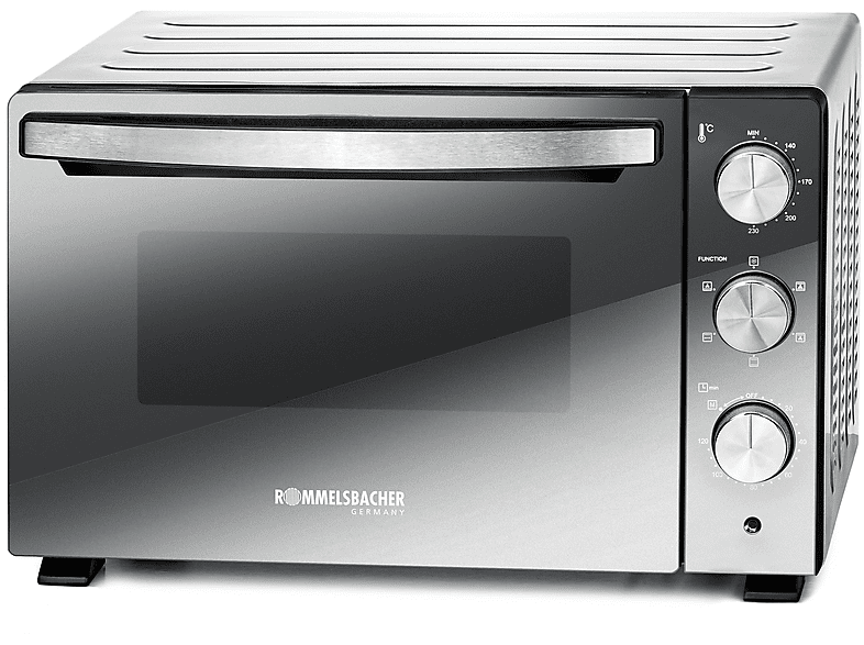 ROMMELSBACHER BGS 1500 — Mini horno, 1.500 W, 30 l, negro, plateado