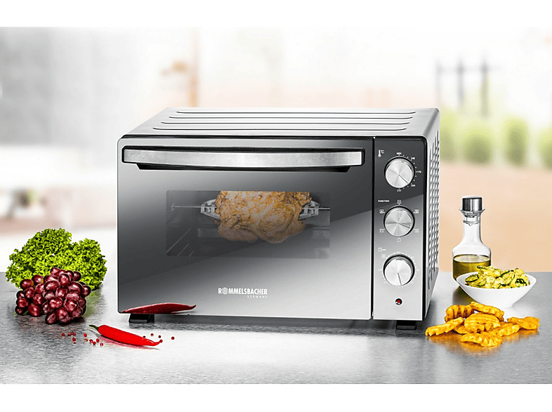 ROMMELSBACHER BGS 1500 — Mini horno, 1.500 W, 30 l, negro, plateado, vista 2