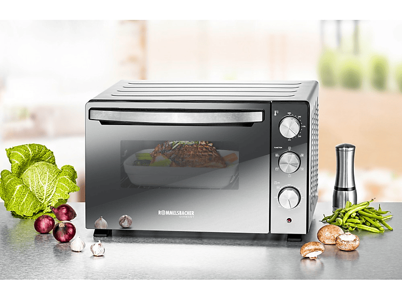 ROMMELSBACHER BGS 1500 — Mini horno, 1.500 W, 30 l, negro, plateado, vista 3