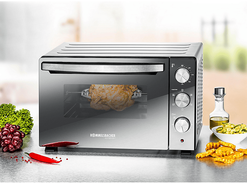 ROMMELSBACHER BGS 1500 — Mini horno, 1.500 W, 30 l, negro, plateado, vista 8