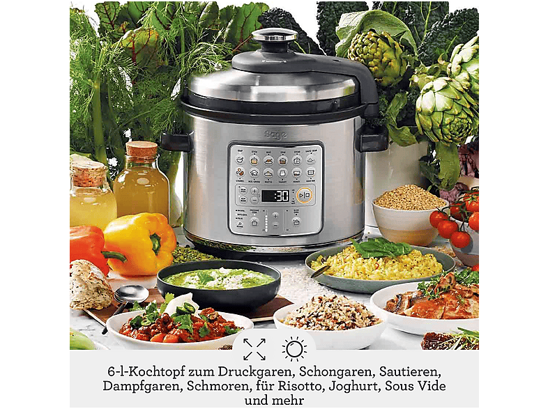 SAGE SPR680BSS2EEU1 THE FAST SLOW GO ACERO INOXIDABLE — Olla de cocción lenta, 6 l, Acero inoxidable cepillado, vista 2