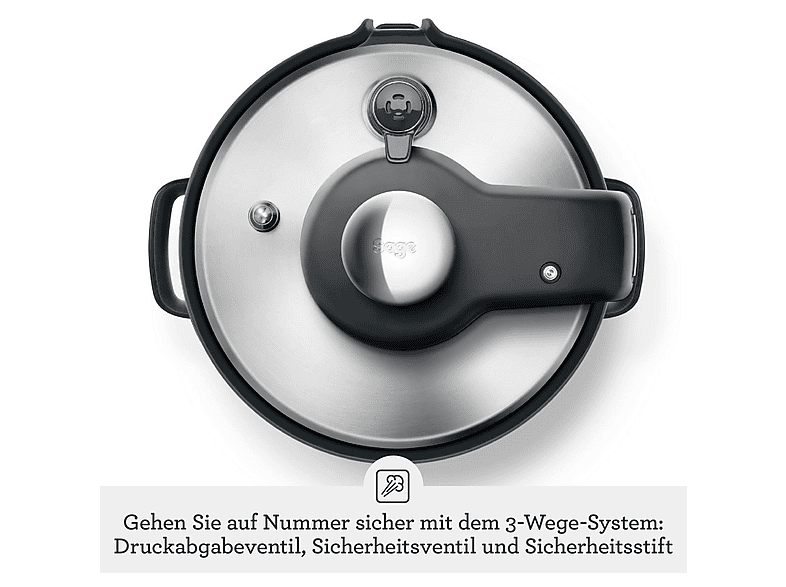 SAGE SPR680BSS2EEU1 THE FAST SLOW GO ACERO INOXIDABLE — Olla de cocción lenta, 6 l, Acero inoxidable cepillado, vista 5