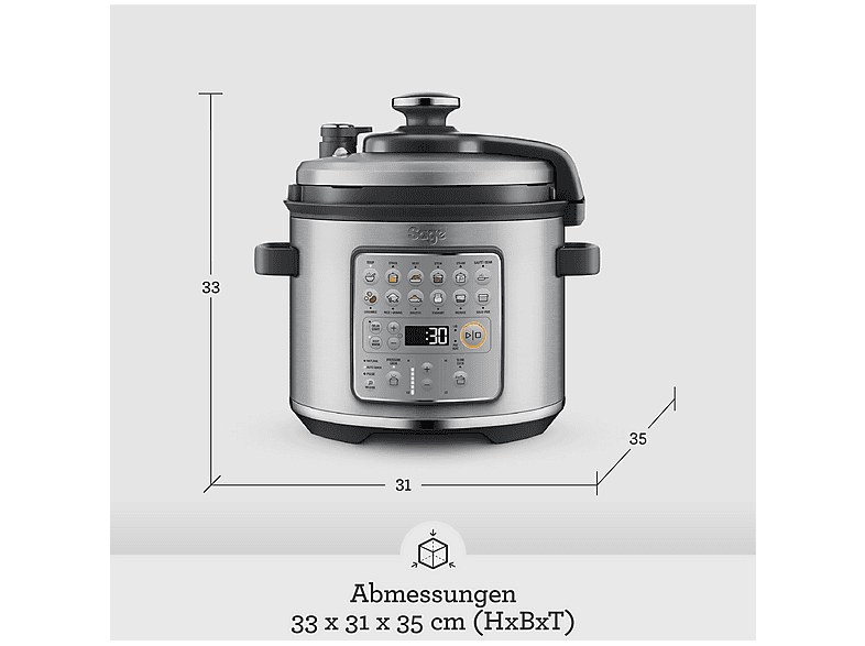 SAGE SPR680BSS2EEU1 THE FAST SLOW GO ACERO INOXIDABLE — Olla de cocción lenta, 6 l, Acero inoxidable cepillado, vista 8