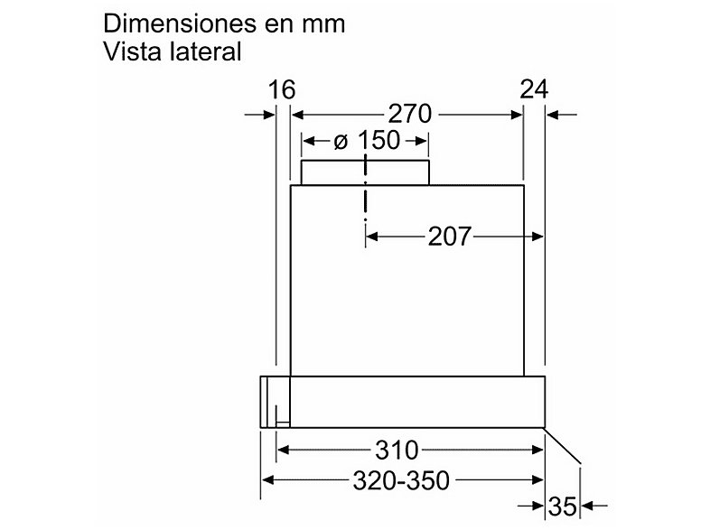 BALAY 3BD866MN — Campana decorativa, 3 velocidades, 620 m³/h, 600 mm, Negro opaco, vista 9