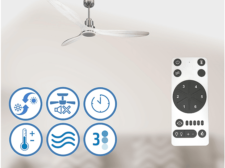 PURLINE SalD166C04LED67115 — Ventilador de techo, 18 W, 6 velocidades, Plata, vista 3