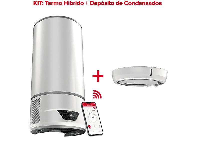 ARISTON — Termo Híbrido, LYDOS HYBRID WIFI 80L + BANDEJA CONDENSADOS ARISTON, Gris, 80 l