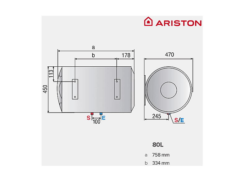 ARISTON — Termo Eléctrico, Blanco, BLU1 ECO 80H ARISTON, 80 l, vista 2