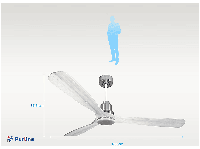 PURLINE MadeiraD166C04LED64552 — Ventilador de techo, 18 W, 6 velocidades, Plata, vista 2