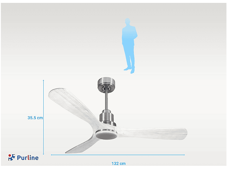 PURLINE NusaD132C04LED64549 — Ventilador de techo, 18 W, 6 velocidades, Plata, vista 3