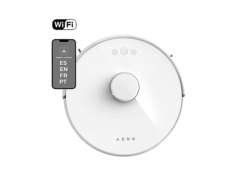 AENO RC2S — Robot aspirador, Blanco, 14,8 V, Potencia de succión 2500 kPa, Depósito 0,6 l