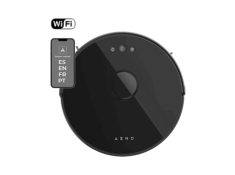 AENO RC3S — Robot aspirador, Negro, 14,8 V, Potencia de succión 2500 kPa, Depósito 0,6 l