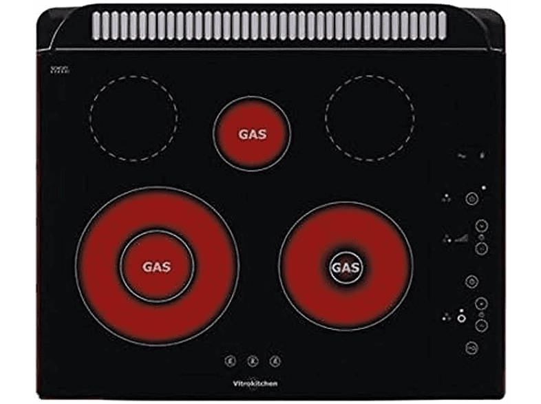 VITROKITCHEN 301TGN — Placa de gas, 584 mm, Negro, 5 zonas