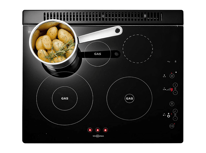 VITROKITCHEN 201TGBA — Placa de gas, 51 cm, Negro, 3 zonas, Gas Butano, vista 2