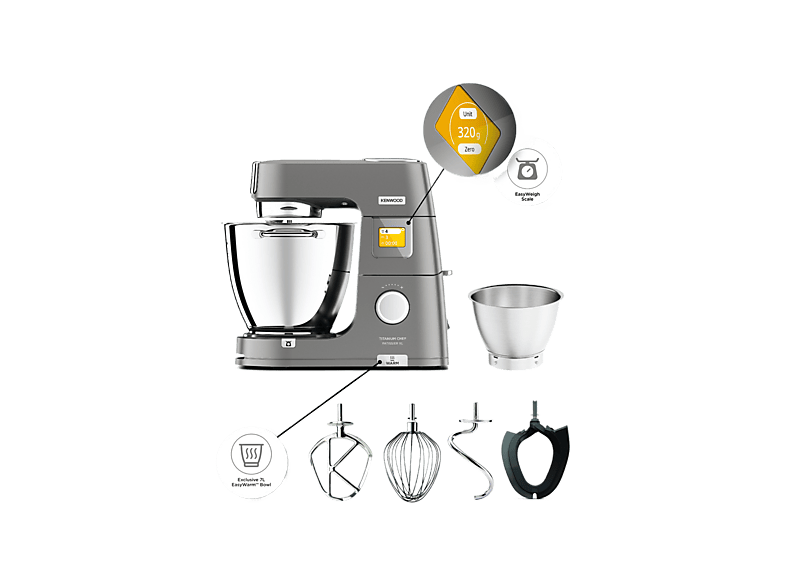 KENWOOD 901603 — Amasadora, 1400 W, Plata, 7 l