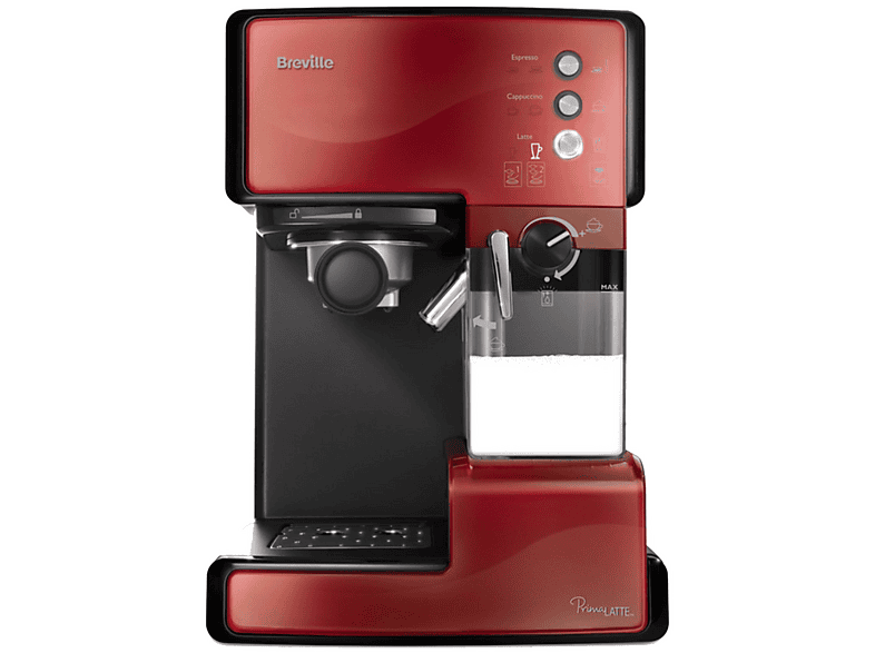 BREVILLE VCF046X - PRIMA LATTE I — Cafetera express, 1050 W, Rojo, 15 bar, 1 tazas