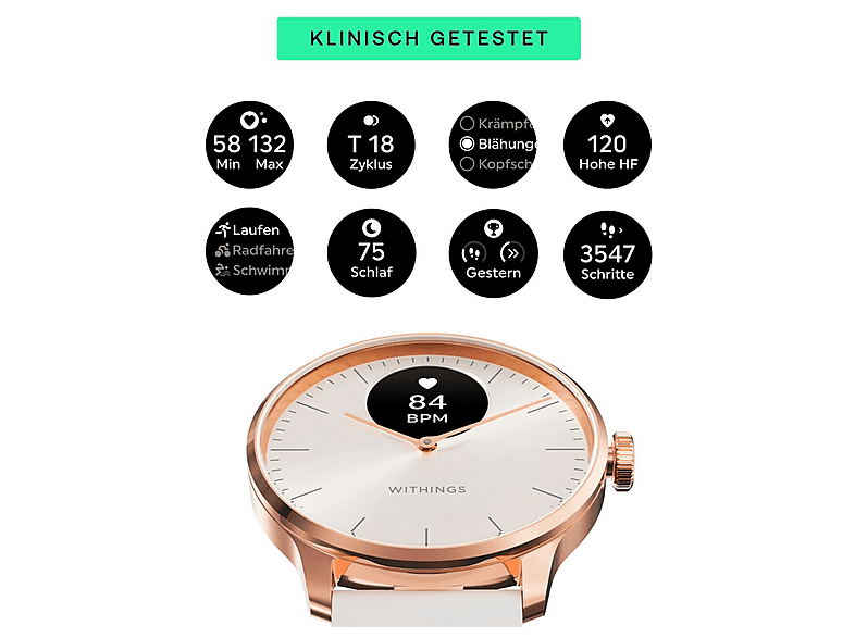 WITHINGS ScanWatch Light — Smartwatch, Oro, Acero inoxidable, vista 4