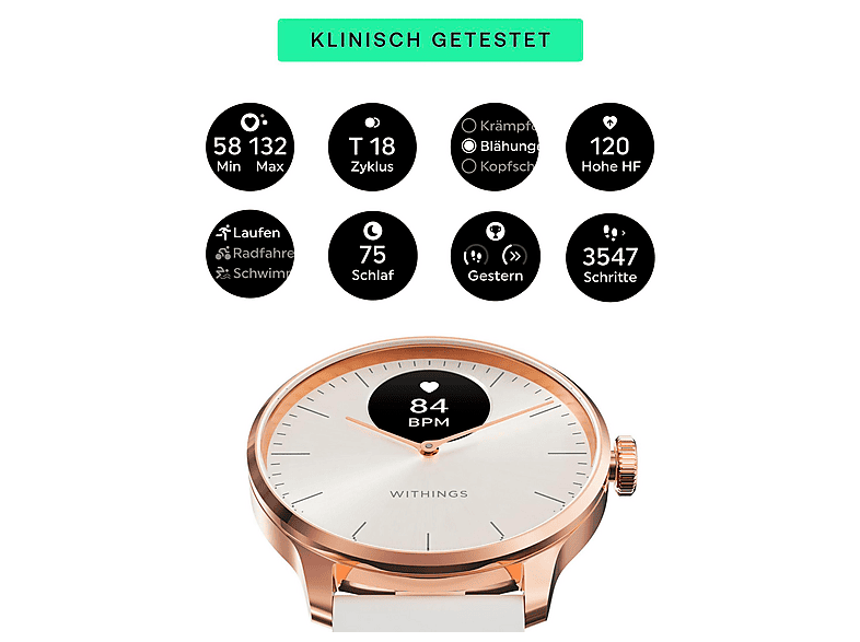 WITHINGS ScanWatch Light — Smartwatch, Oro, Acero inoxidable, vista 9