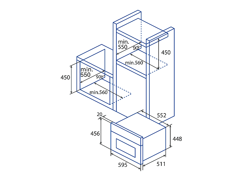 CATA 07003000 MD 5008 WH — Horno multifunción, Integrable, Hidrolítica, 59,5 cm, Blanco, vista 3