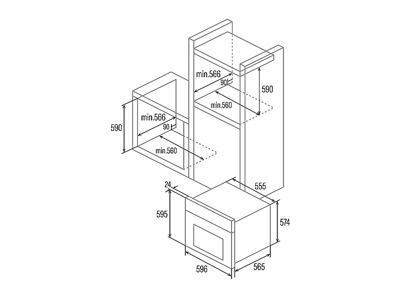 CATA 07035409 — Horno multifunción, Integrable, Hidrolítica, 59,6 cm, Negro, vista 3