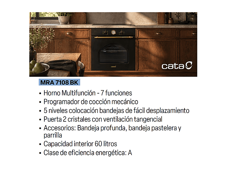 CATA 07035409 — Horno multifunción, Integrable, Hidrolítica, 59,6 cm, Negro, vista 8