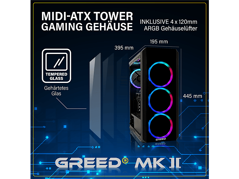 GREED MK2 AMD | Gaming Ordenador / Computer — PC Gaming, 32 GB RAM, 1000 GB SSD, Negro, AMD Ryzen 7 5700X, vista 2
