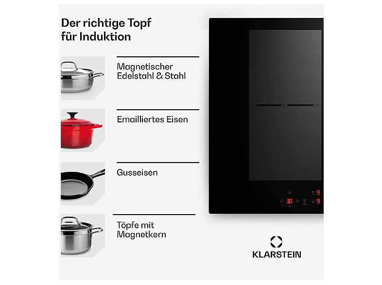 KLARSTEIN Delicatessa 70 Hybrid — Placa de inducción, 70 cm, Negro, 4 zonas, vista 7