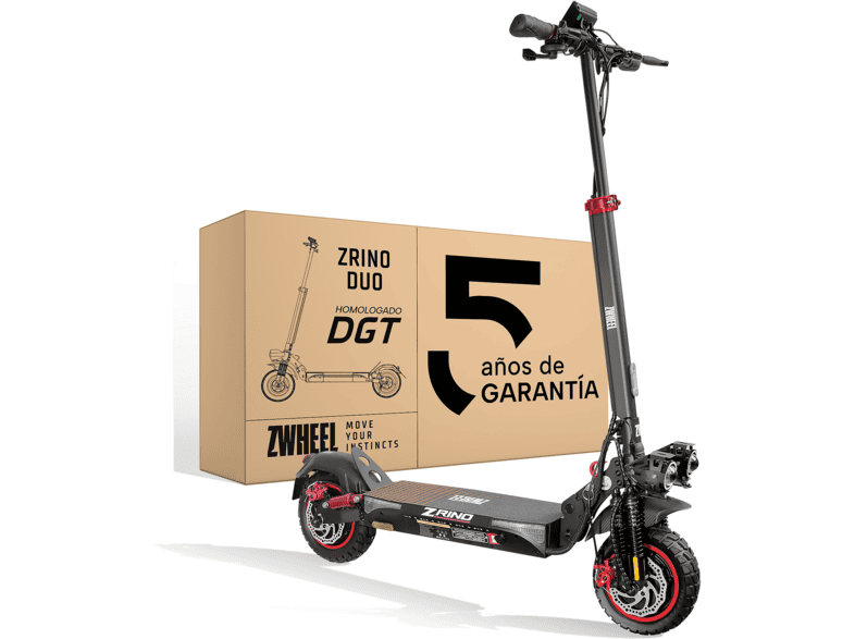 ZWHEEL ZRino Duo — Patinete eléctrico, Pot. máx. 2000 W, Carga máx. 120 kg, 12500 mAh, Negro