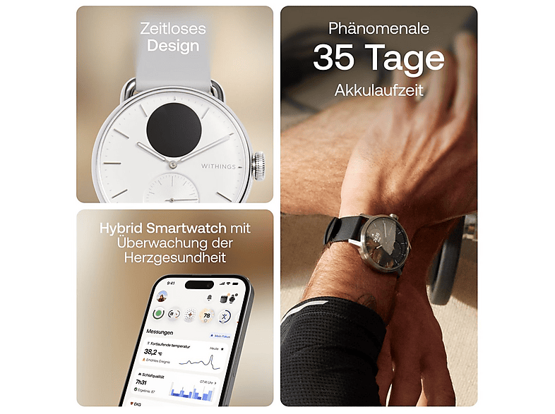 WITHINGS 56837 — Smartwatch, Blanco, Acero inoxidable, vista 6