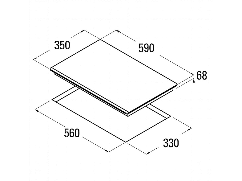 CATA IB 2 PLUS BK — Placa de inducción, 590 mm, Negro, 2 zone(s) zonas, vista 2