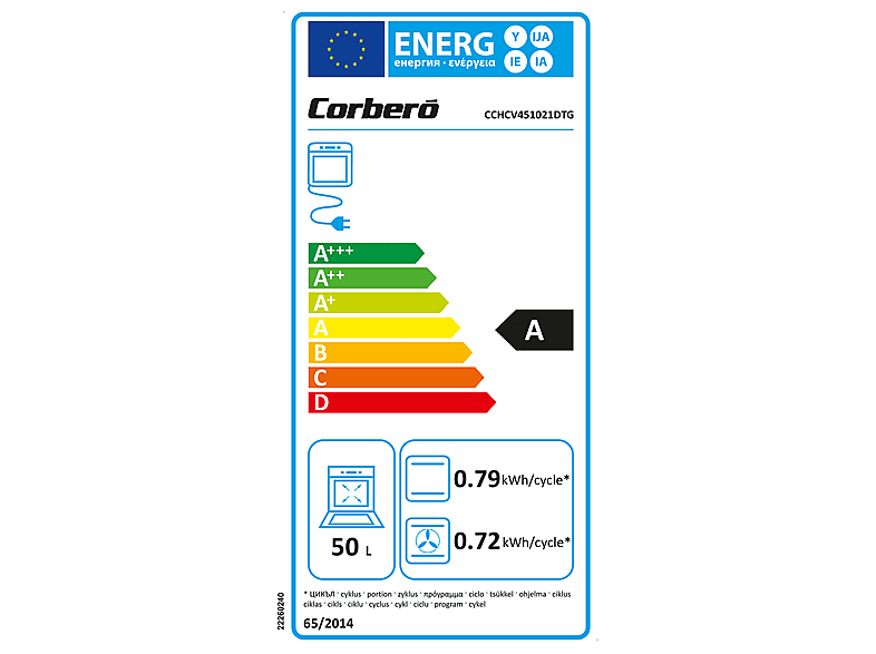 CORBERO CCHCV451021DTG — Horno multifunción, Integrable, Hidrolítica, 59,5 cm, Negro, vista 3