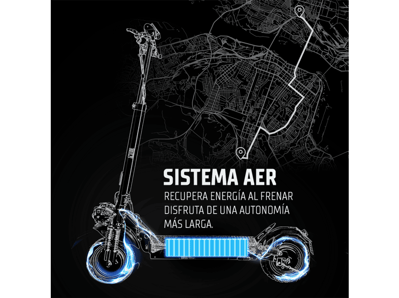 ZWHEEL ZRino Duo Max — Patinete eléctrico, Pot. máx. 2000 W, Carga máx. 120 kg, 20000 mAh, 70 km autonomía, vista 4