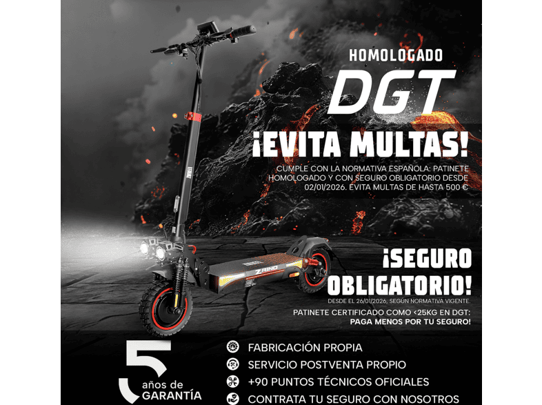 ZWHEEL ZRino Duo Max — Patinete eléctrico, Pot. máx. 2000 W, Carga máx. 120 kg, 20000 mAh, 70 km autonomía, vista 5