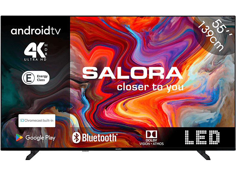 SALORA SMART55TV — TV LED 55", Zwart, UHD 4K, Smart TV, DVB-T2 (H.265)