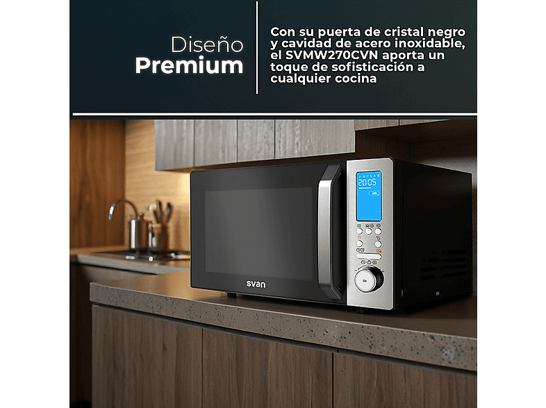 SVAN SVASVMW270CVN — Microondas libre instalación, 900 W, Inox, 5 potencia, 26 l, vista 4