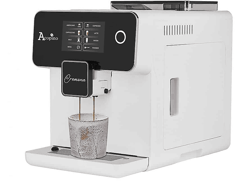 ACOPINO Cremona — Cafetera superautomática, 1500 W, 19 bar, 12 tazas, weiss