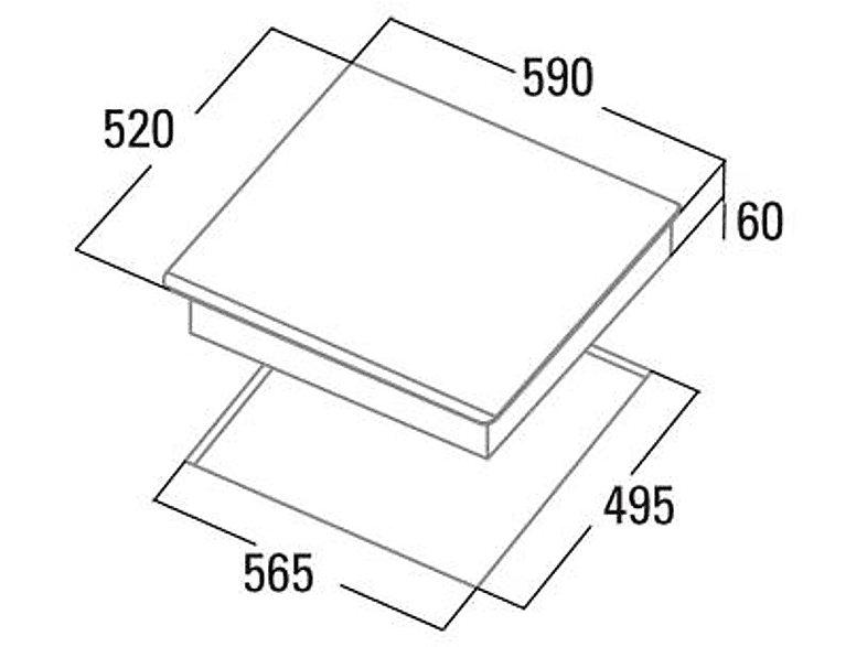 CATA INSB 6028 BK — Placa de inducción, 590 mm, Negro, 3 zonas, vista 2