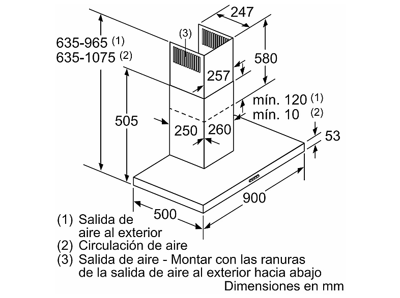 BALAY 3BC097EX — Campana decorativa, 756 m³/h, 90 cm, Inox, Control electrónico, vista 2