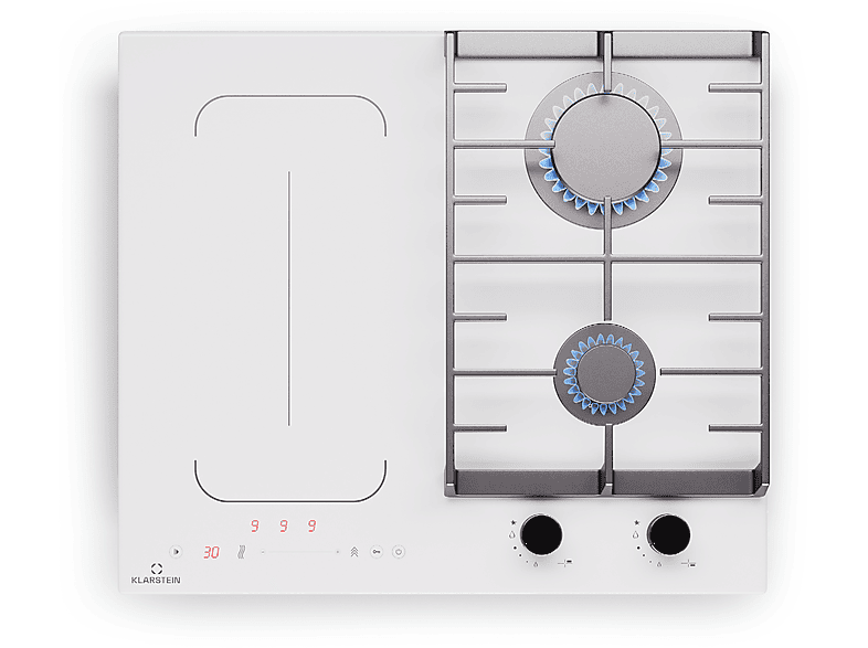 KLARSTEIN MultiChef inducción — Placa de gas, 60 cm, Blanco, 4 zonas