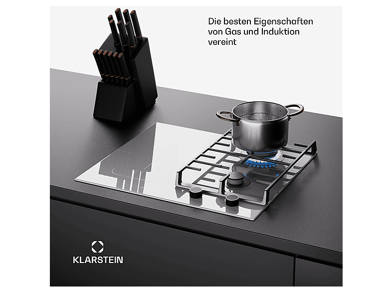 KLARSTEIN MultiChef inducción — Placa de gas, 60 cm, Blanco, 4 zonas, vista 5