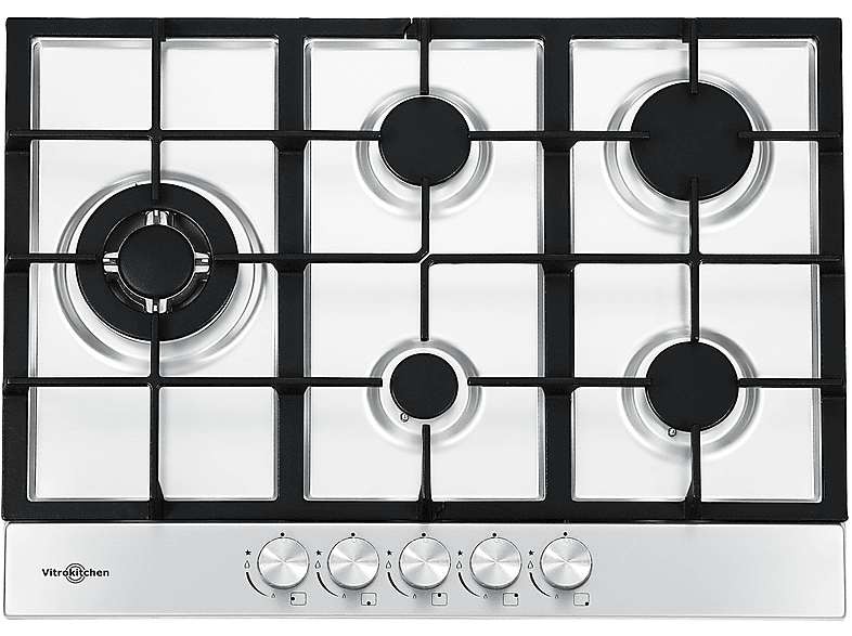 VITROKITCHEN EN73IB — Placa de gas, 51 cm, Inoxidable, 3 zonas