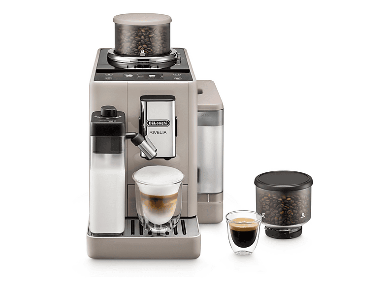 DELONGHI EXAM440.55.BG MILK- RIVELIA BEIGE — Cafetera superautomática, 1450 W, 19 bar, 0,7 l, 2 tazas