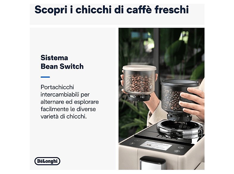 DELONGHI EXAM440.55.BG MILK- RIVELIA BEIGE — Cafetera superautomática, 1450 W, 19 bar, 0,7 l, 2 tazas, vista 3