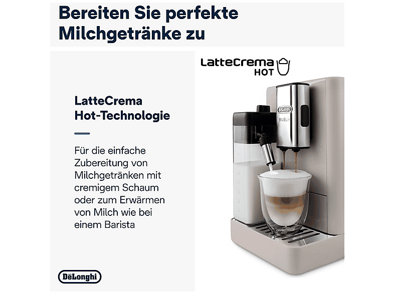 DELONGHI EXAM440.55.BG MILK- RIVELIA BEIGE — Cafetera superautomática, 1450 W, 19 bar, 0,7 l, 2 tazas, vista 9