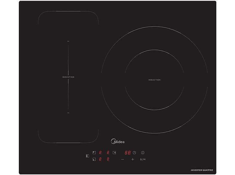 MIDEA MIH740T463K0 — Placa inducción, 59 cm, Negro, 3 zonas