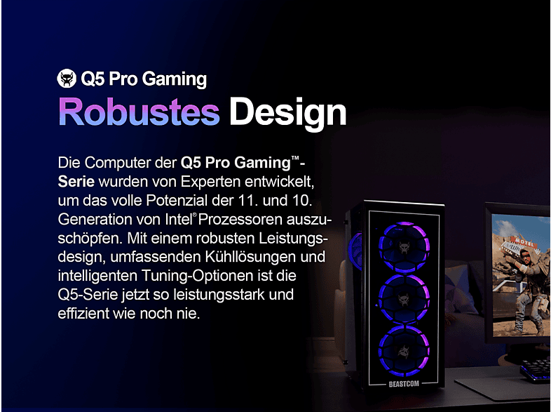 BEASTCOM Q5 | Pro Gaming — PC Gaming, 16 GB RAM, 1 TB SSD, Negro, Intel® Core™ i9-10900F, vista 6
